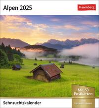Alpen Sehnsuchtskalender 2025 - Wochenkalender mit 53 Postkarten