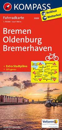 KOMPASS Fahrradkarte 3009 Bremen, Oldenburg, Bremerhaven, 1:70000