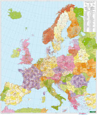 Europa Postleitzahlen, Postleitzahlenkarte 1:3,7 Mio., Poster