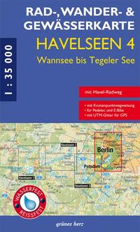 Rad-, Wander- und Gewässerkarte Havelseen 4: Wannsee bis Tegeler See