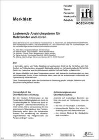 Merkblatt - Lasierende Anstrichsysteme für Holzfenster und -türen