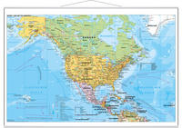 Nord- und Mittelamerika politisch, Wandkarte mit Metallbeleistung