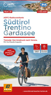 ADFC-Radtourenkarte 28 Südtirol, Trentino, Gardasee 1:150.000, reiß- und wetterfest, GPS-Tracks Download