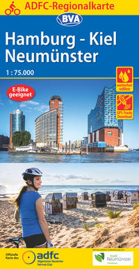 ADFC-Regionalkarte Hamburg/Neumünster/Kiel, 1:75.000, mit Tagestourenvorschlägen, reiß- und wetterfest, E-Bike-geeignet, mit GPS-Tracks-Download