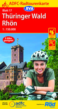 ADFC-Radtourenkarte 17 Thüringer Wald Rhön 1:150.000, reiß- und wetterfest, GPS-Tracks Download - Cover