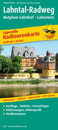 PublicPress Leporello Radtourenkarte Lahntal-Radweg, Netphen-Lahnhof - Lahnstein
