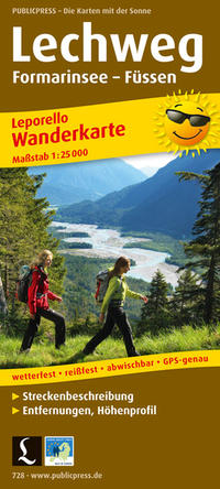 Lechweg, Formarinsee - Füssen, Wanderkarte 1:25.000