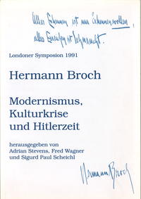 Hermann Broch. Modernismus, Kulturkrise und Hitlerzeit