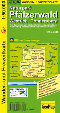 Naturpark Pfälzerwald, Westrich, Donnersberg Wander- und Freizeitkarte