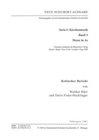 Neue Schubert-Ausgabe. Kritische Berichte / Kirchenmusik / Messe in As