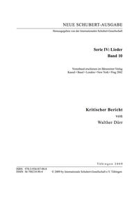 Neue Schubert-Ausgabe. Kritische Berichte / Lieder 10