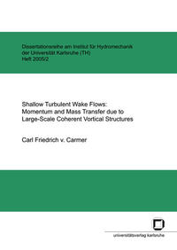 Shallow turbulent wake flows: momentum and mass transfer due to large-scale coherent vortical structures