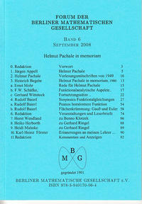 Forum der Berliner Mathematischen Gesellschaft / Helmut Pachale in memoriam