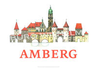 AMBERG Poster-Collage Stadtansicht | Kunstdruck DIN A3