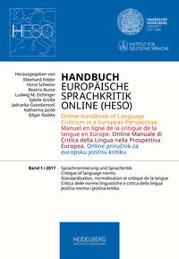 Handbuch Europäische Sprachkritik Online (HESO) / Sprachnormierung und Sprachkritik