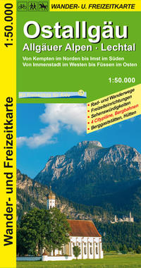 Ostallgäu, Allgäuer Alpen, Lechtal Wander- und Freizeitkarte