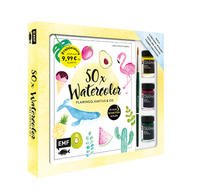 50 x Watercolor - Flamingo, Kaktus & Co. - Starter-Set