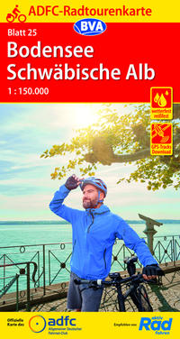 ADFC-Radtourenkarte 25 Bodensee Schwäbische Alb 1:150.000, reiß- und wetterfest, E-Bike geeignet, GPS-Tracks Download