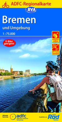 ADFC-Regionalkarte Bremen und Umgebung, 1:75.000, mit Tagestourenvorschlägen, reiß- und wetterfest, E-Bike-geeignet, GPS-Tracks Download