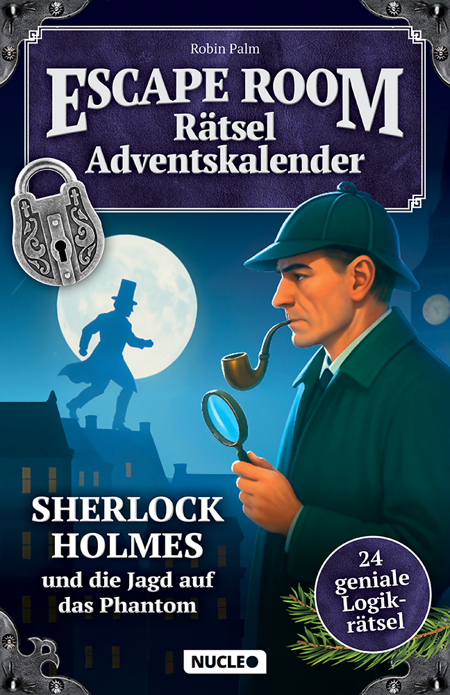 Cover-Abbildung für Der Escape Room Rätsel-Adventskalender: Sherlock Holmes & die Jagd auf das Phantom (Softcover/Paperback) (99999---978-3-98561-076-1)