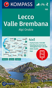 KOMPASS Wanderkarte Lecco, Valle Brembana, Alpi Orobie