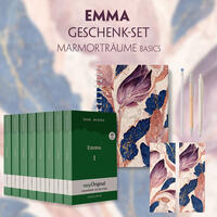 Emma Geschenkset - 8 Bücher (Softcover + Audio-Online) + Marmorträume Schreibset Basics
