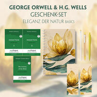 George Orwell & H.G. Wells Geschenkset - 3 Bücher (mit Audio-Online) + Eleganz der Natur Schreibset Basics