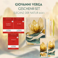 Giovanni Verga Geschenkset - 3 Bücher (mit Audio-Online) + Eleganz der Natur Schreibset Basics