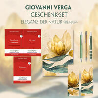 Giovanni Verga Geschenkset - 3 Bücher (mit Audio-Online) + Eleganz der Natur Schreibset Premium