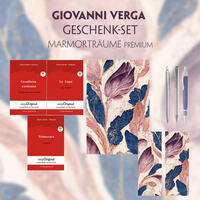 Giovanni Verga Geschenkset - 3 Bücher (mit Audio-Online) + Marmorträume Schreibset Premium