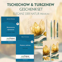 Tschechow & Turgenew Geschenkset - 2 Bücher (Softcover mit Audio-Online) + Eleganz der Natur Schreibset Premium