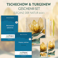 Tschechow & Turgenew Geschenkset - 2 Bücher (Hardcover mit Audio-Online) + Eleganz der Natur Schreibset Basics